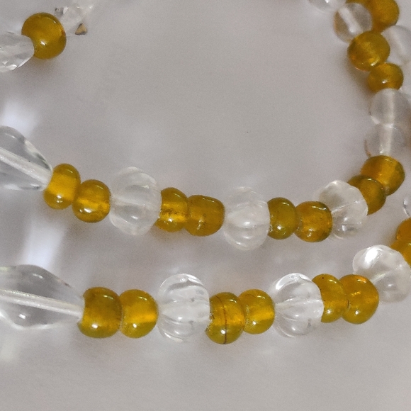Vintage Czech Amber and Clear Glass Necklace - Picture 13 of 16